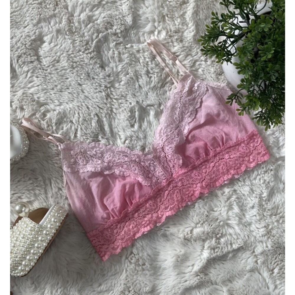 Claire Pettibone Pink Ombre Lace Mesh Bralette M